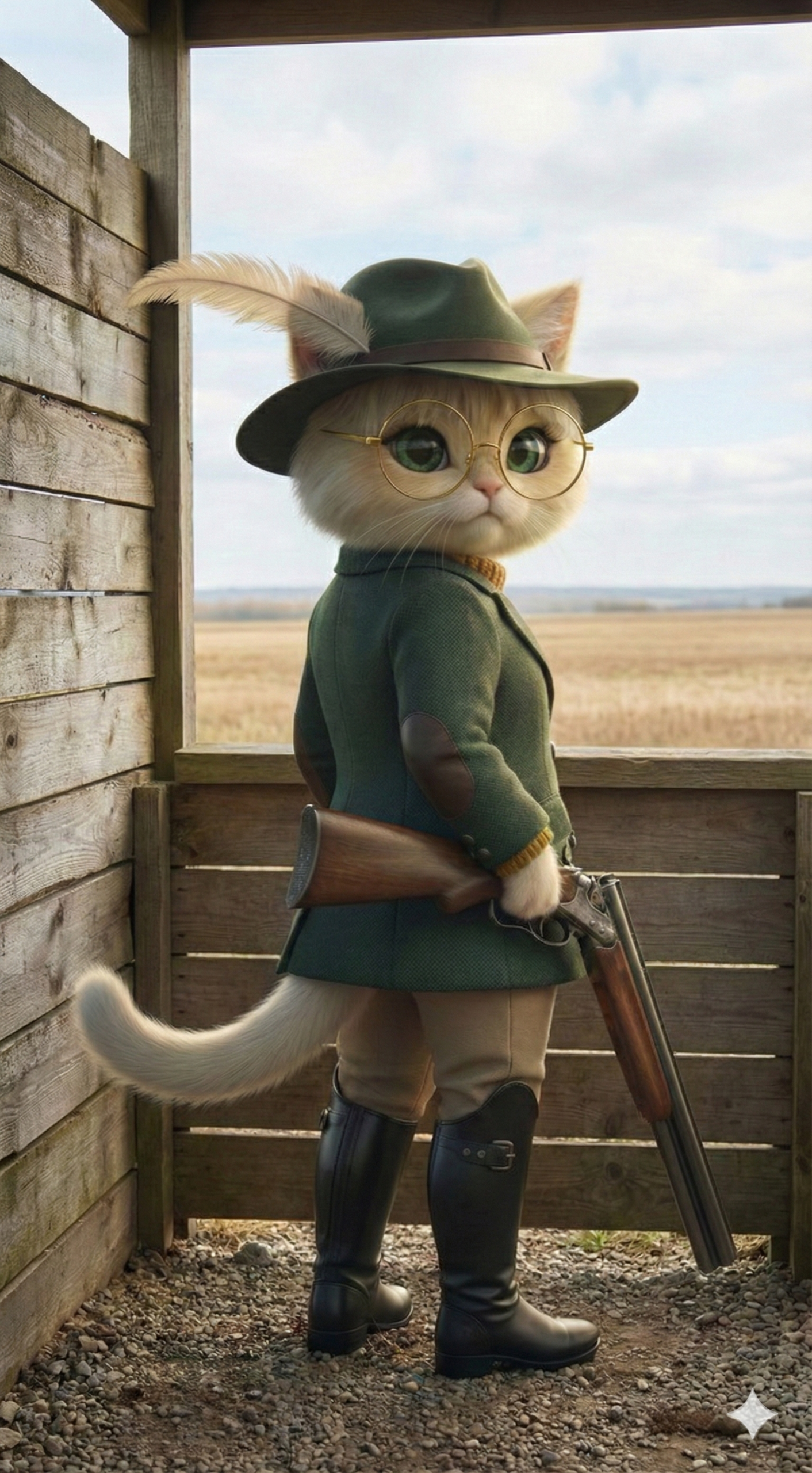 Rebekka dans un stand de tir de ball trap