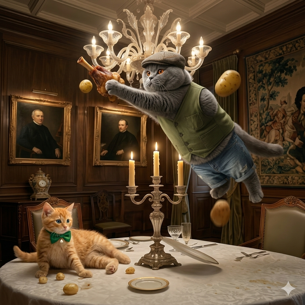 Photo de Lucie et Barnabé banquet catastrophe avec souris d'agneau en vol
